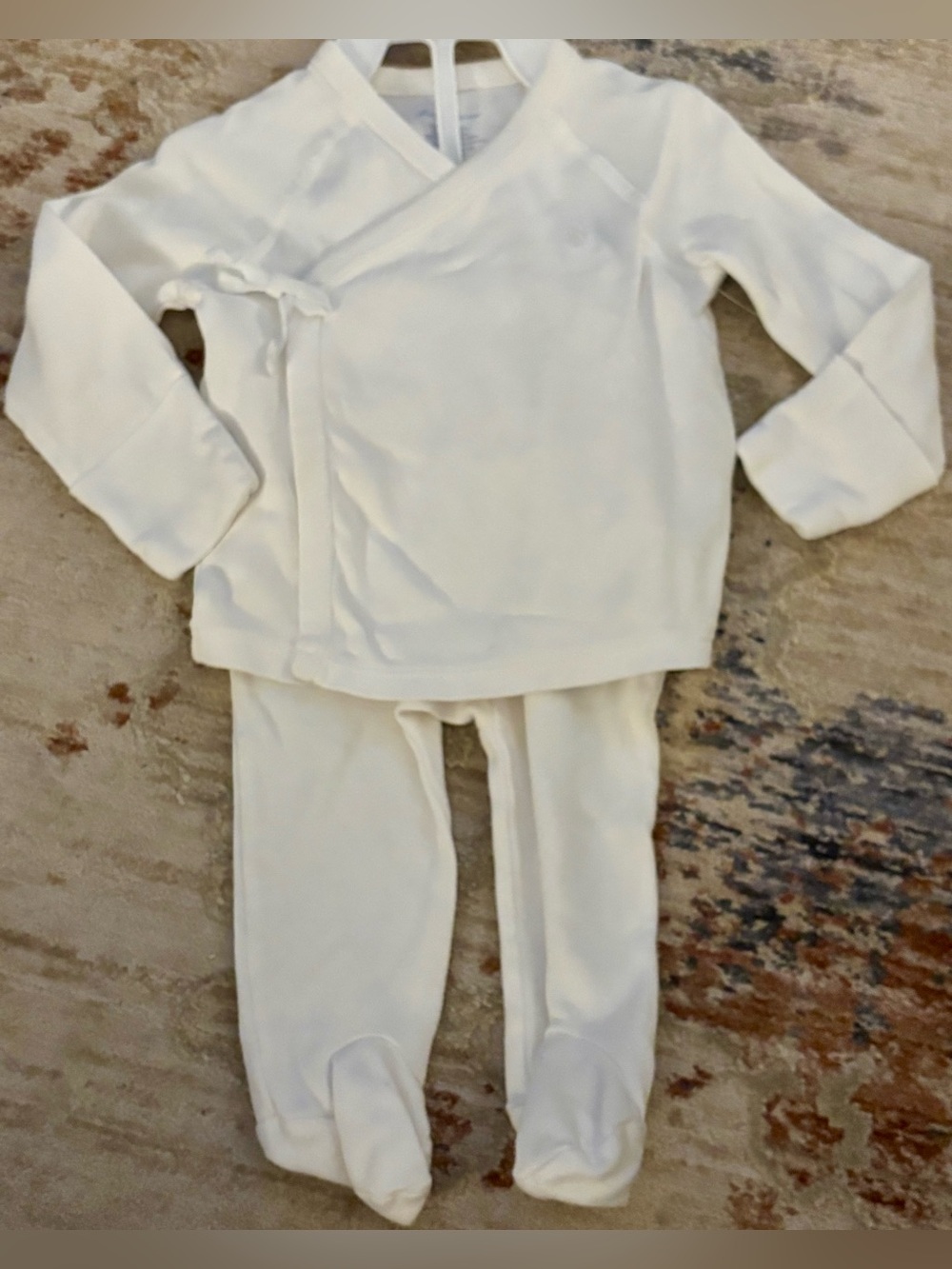 Ralph Lauren Cream Wrap-Front Baby Pajama Set